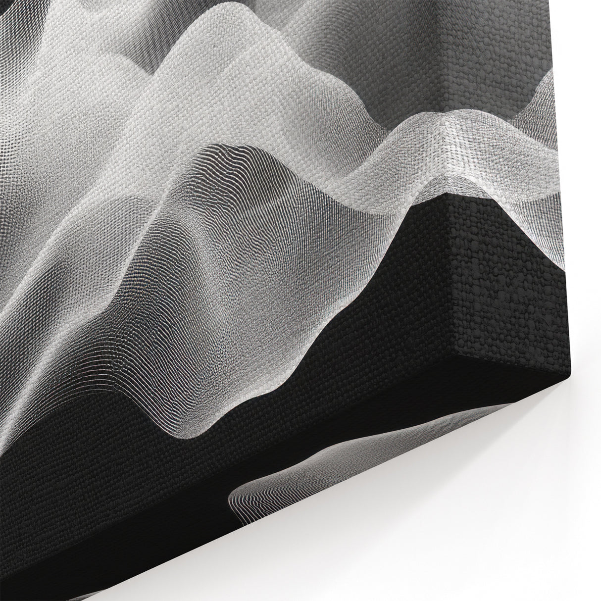 Large Abstract Wall Decor – Black & White Digital Wave Motion