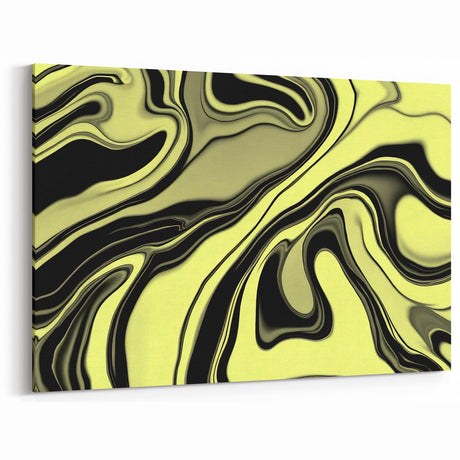 Colorful Abstract Wall Hangings – Lime Green & Black Marble Flow