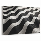 Modern Abstract Canvas Prints – 3D Black & White Wave Pattern