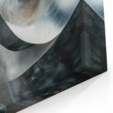 High Contrast Abstract Paintings – Metallic Silver Wave Texture