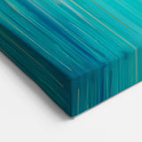 Modern Abstract Wall Art – Golden Rainfall in Teal Blue