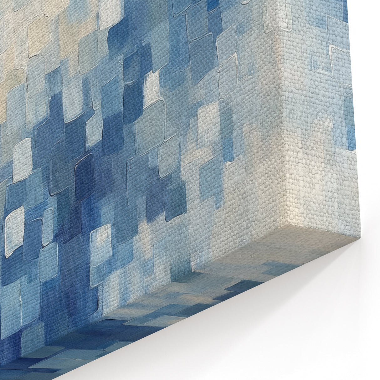 Contemporary Abstract Canvas – Mosaic Motion in Soft Blues