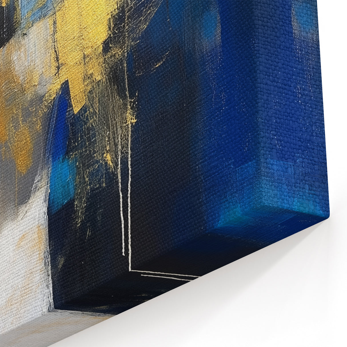 Geometric Abstract Wall Decor – Royal Motion in Gold & Blue