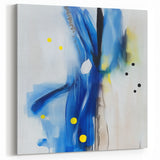 Modern Abstract Wall Art – Blue Pulse with Yellow & Neutral Tones