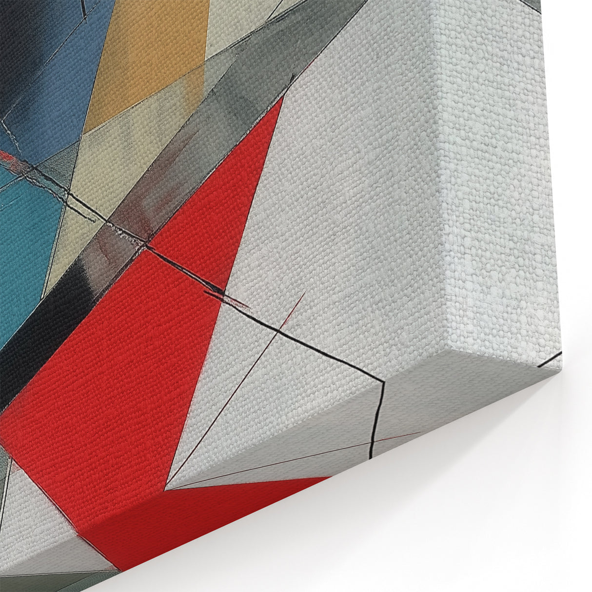 Contemporary Abstract Canvas – Angular Energy in Red & Teal