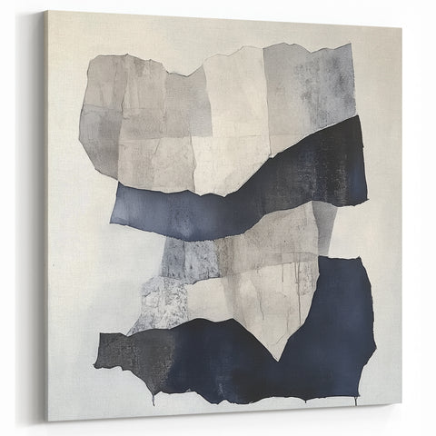 Modern Abstract Wall Art – Linear Terrain in Gray, Black & White