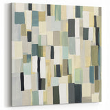 Contemporary Abstract Canvas – Earthy Grid in Olive, Beige & Sage