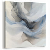 Fluid Abstract Wall Art – Ethereal Flow in Soft Gray & Blue Tones