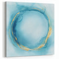 Fluid Art Paintings for Walls – Golden Aura in Turquoise & Blue