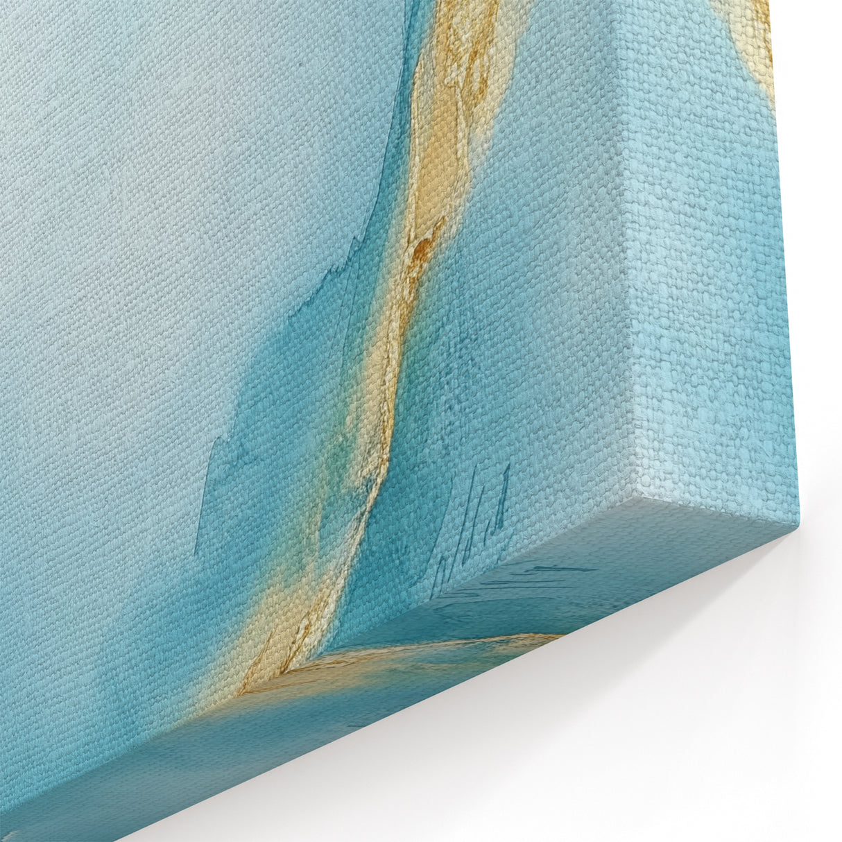 Fluid Art Paintings for Walls – Golden Aura in Turquoise & Blue