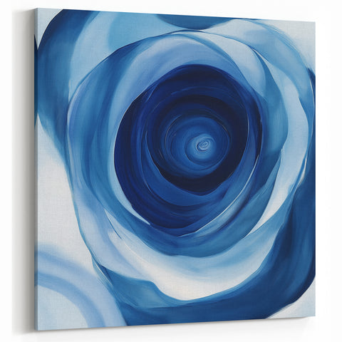 Abstract Fluid Canvas Art – Swirling Blue Depth Illusion