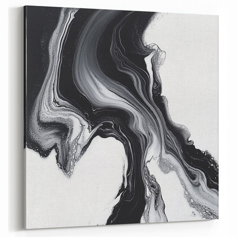 Minimalist Abstract Wall Art – Black and White Flowing Motion