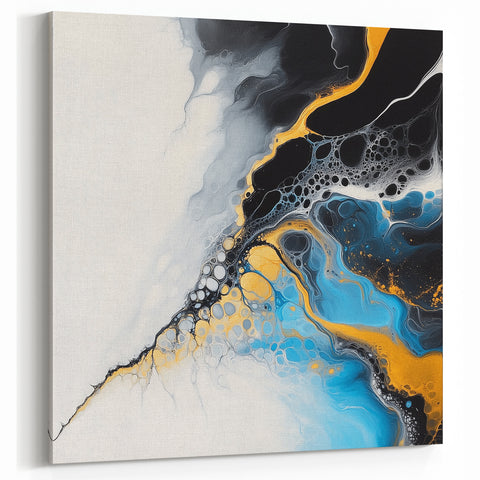 Fluid Abstract Art Collection – Gold and Turquoise Motion Flow