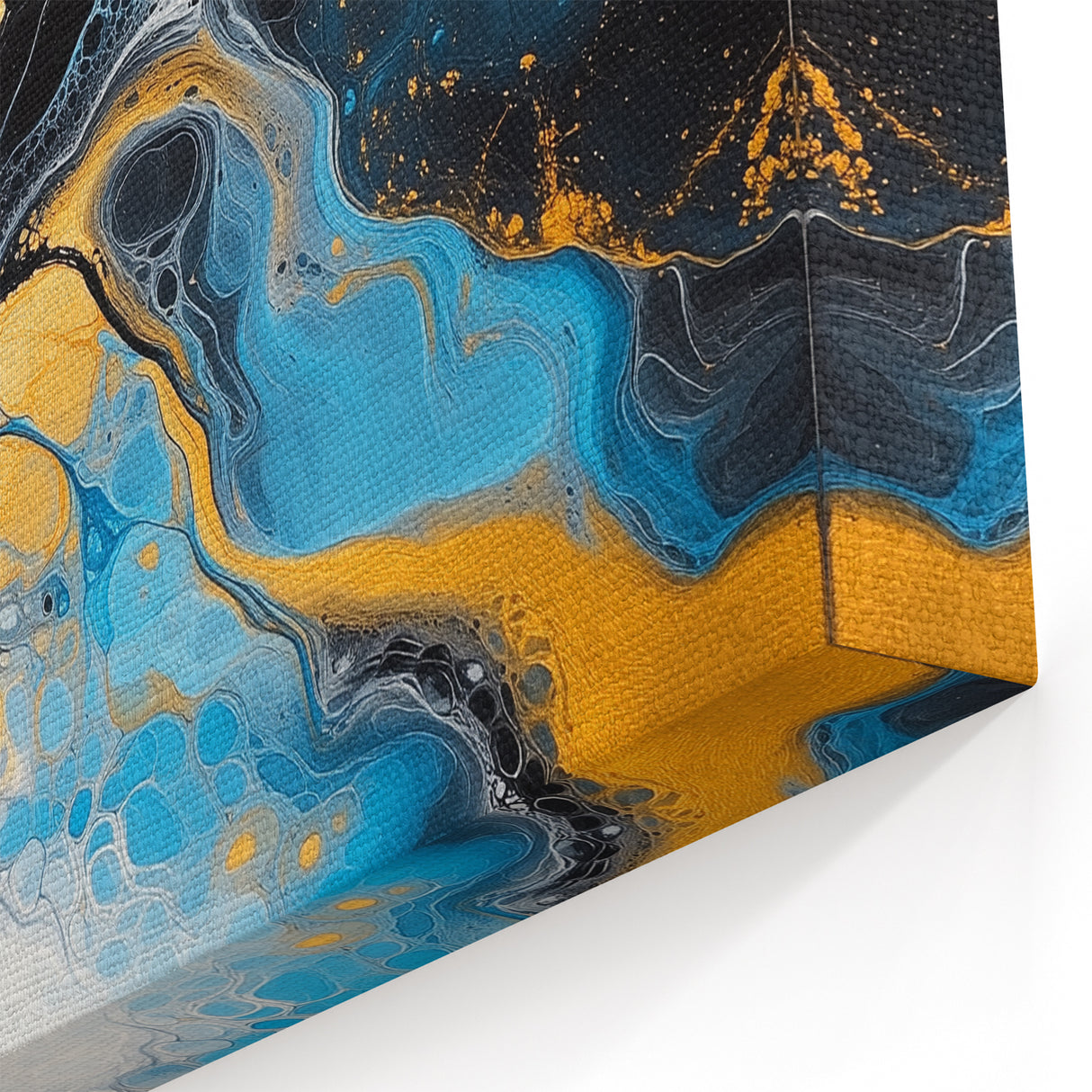 Fluid Abstract Art Collection – Gold and Turquoise Motion Flow