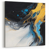 Fluid Abstract Wall Art – Golden Surge in Turquoise Motion