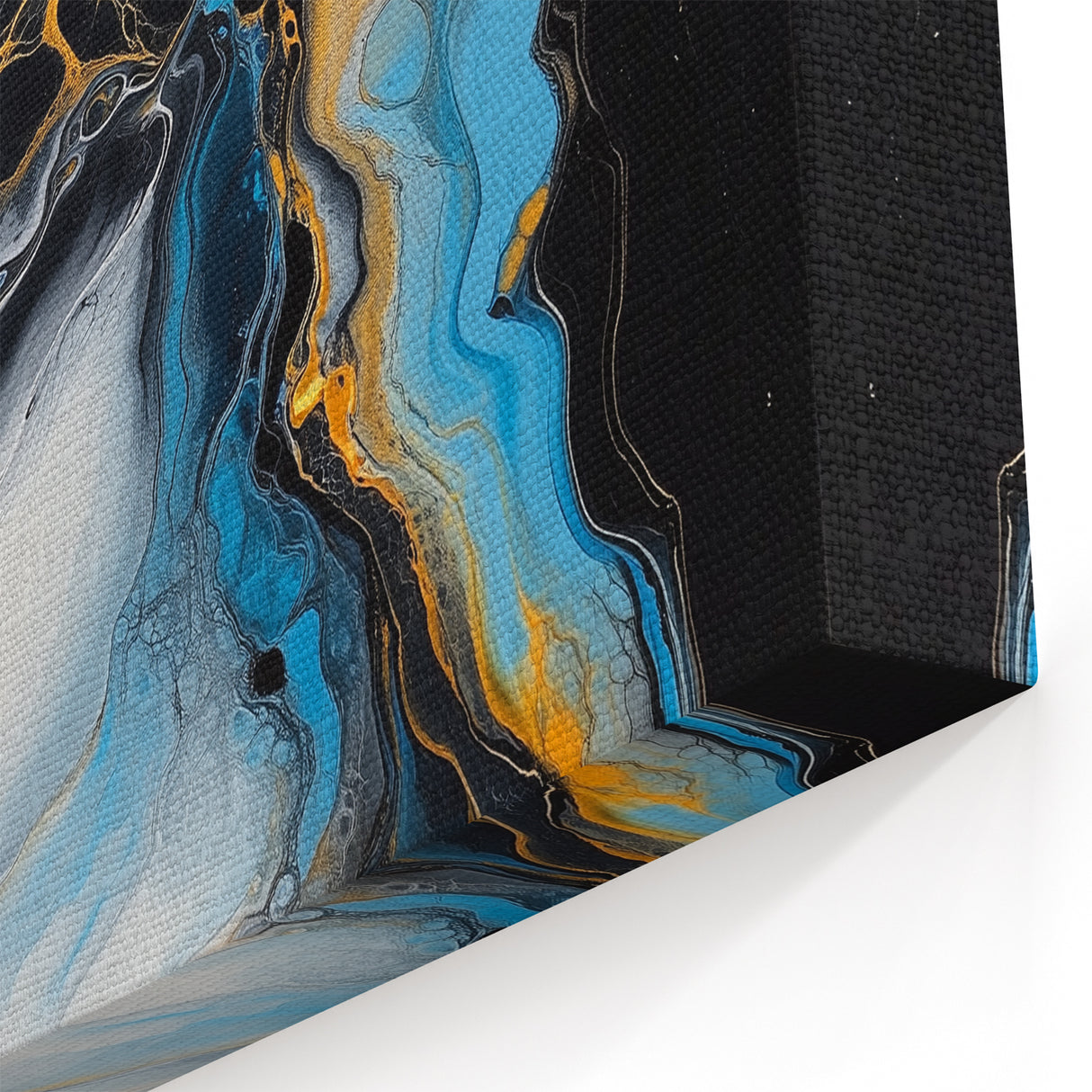 Fluid Abstract Wall Art – Golden Surge in Turquoise Motion
