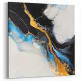 Fluid Acrylic Wall Decor – Gold Stream over Blue Abstraction