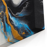 Fluid Acrylic Wall Decor – Gold Stream over Blue Abstraction