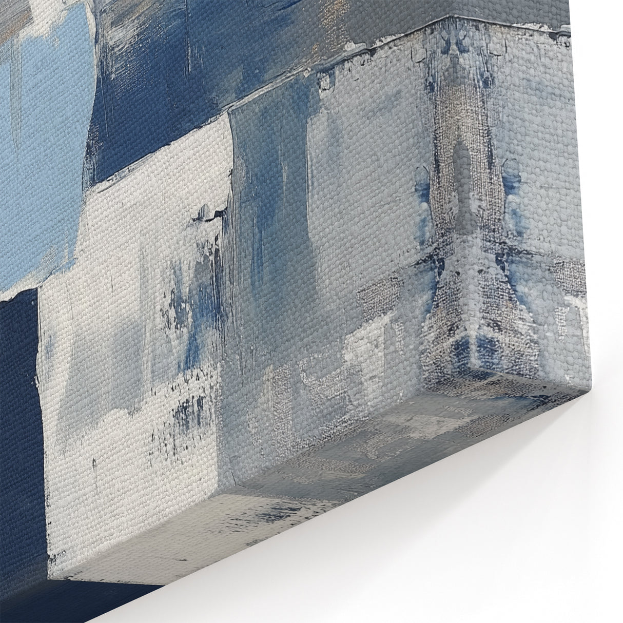 Modern Abstract Wall Art – Textured Blue and Beige Blocks