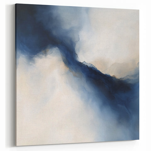 Modern Abstract Wall Art – Blue Beige Flow for Contemporary Decor