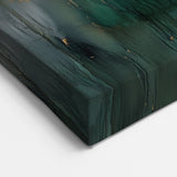 Contemporary Abstract Canvas – Deep Emerald Gold Accent Wall Art