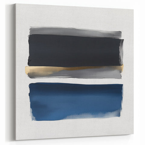 Minimalist Abstract Wall Art – Navy, Gray & Gold Geometric Brushstrokes