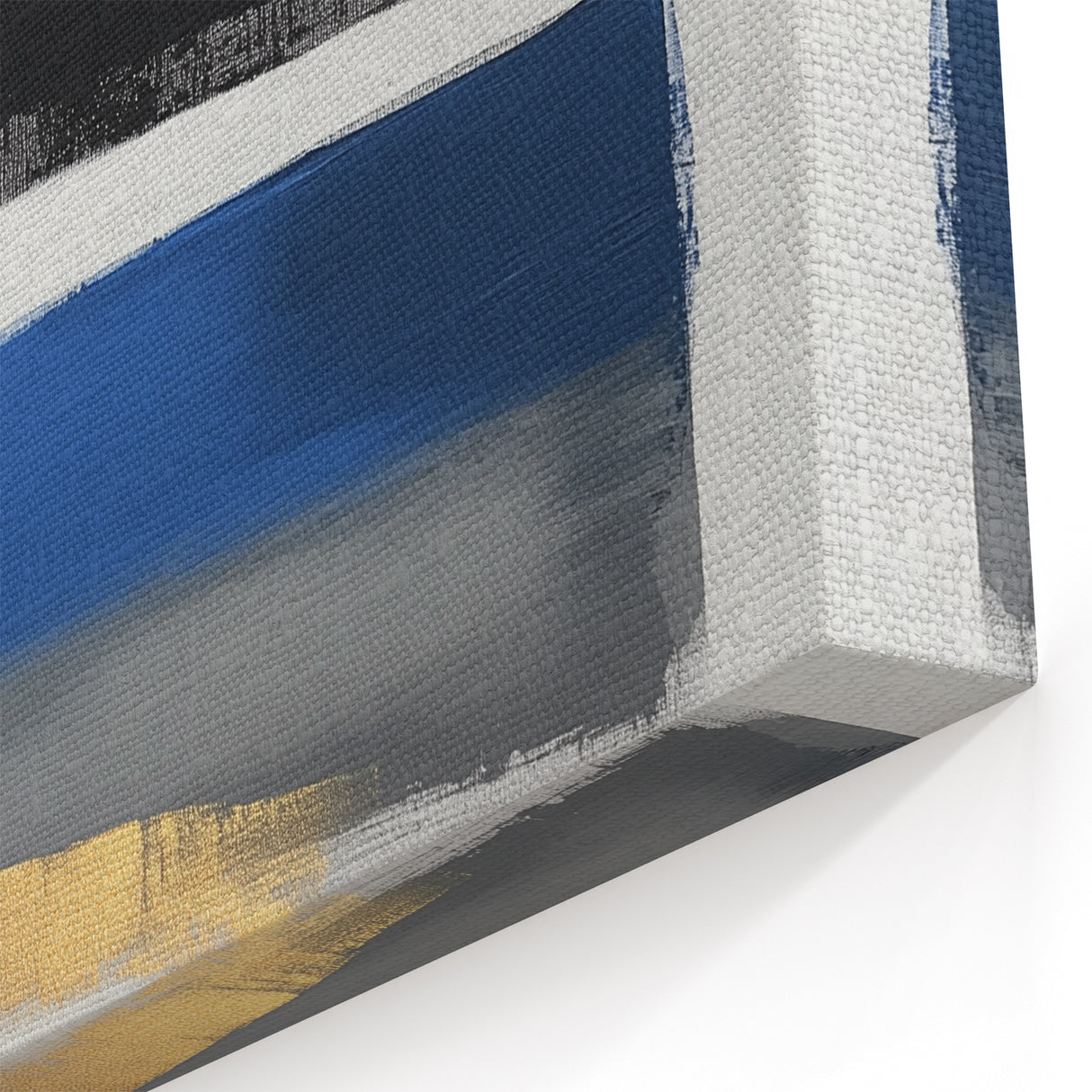 Geometric Abstract Wall Decor – Royal Blue and Gold Brushstroke Art