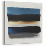 Modern Abstract Wall Art – Black and Blue with Gold Brush Texture