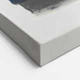 Modern Abstract Wall Art – Black and Blue with Gold Brush Texture