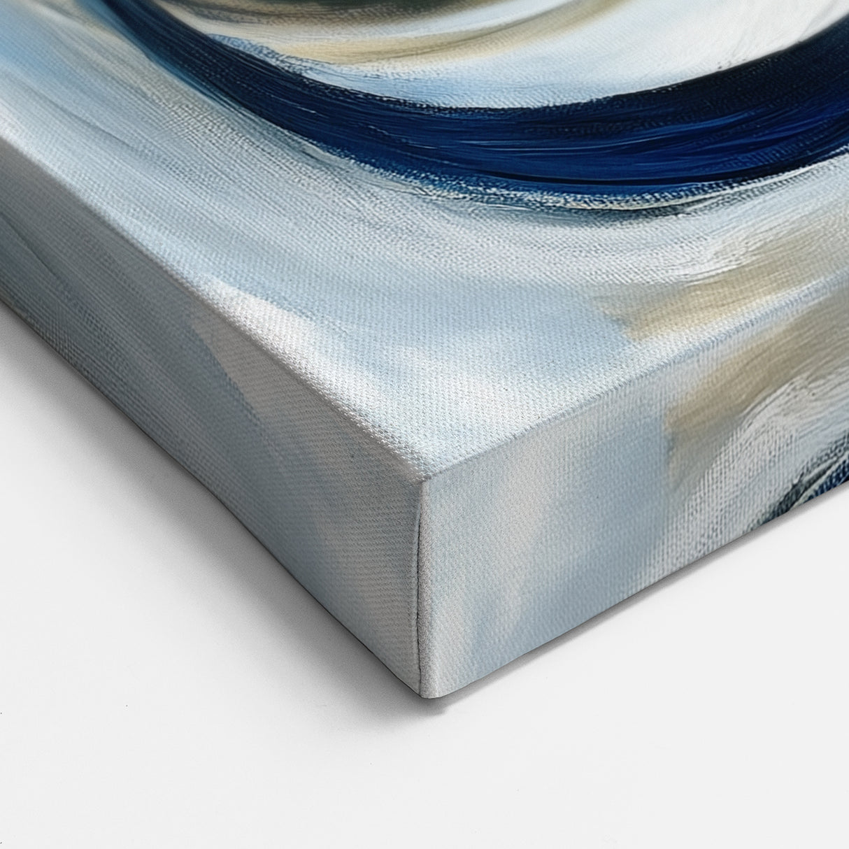 Large Abstract Wall Art – White, Navy & Gold with Red Accents