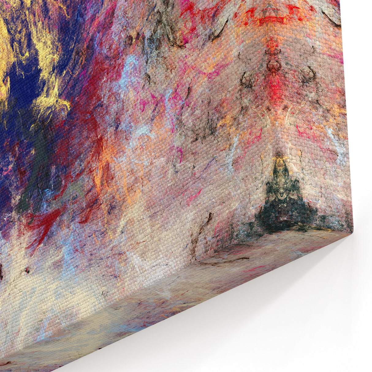 Large Abstract Wall Decor – Cosmic Swirl in Gold, Red & Navy