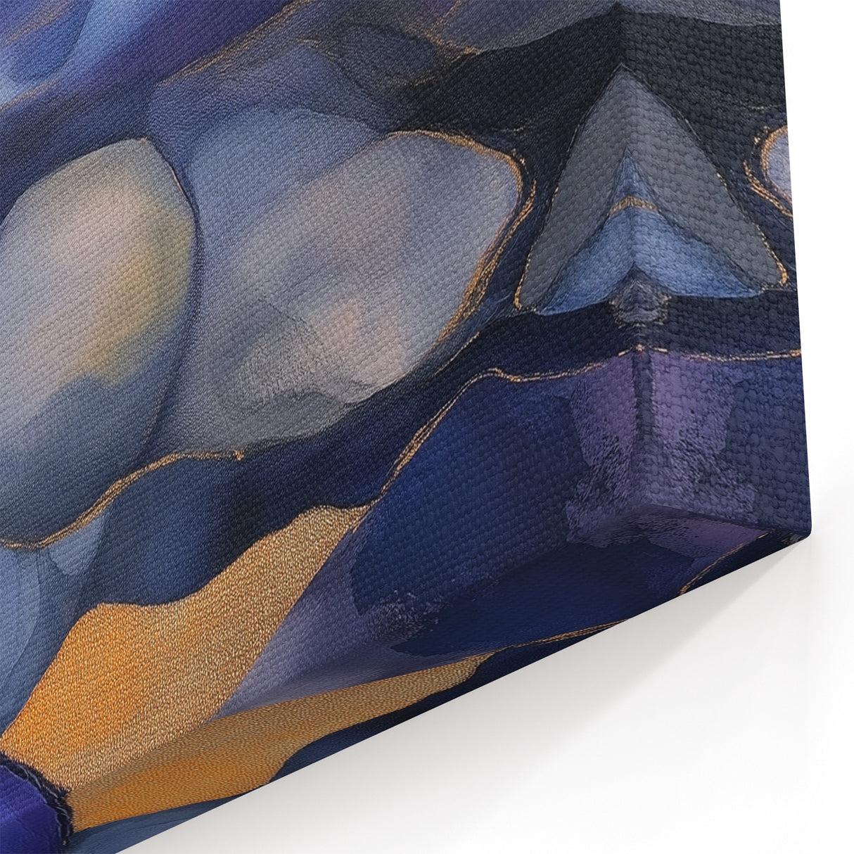 Fluid Abstract Wall Art – Violet, Navy & Gold Stone-Inspired Design