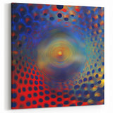 Geometric Abstract Wall Decor – Red, Yellow & Blue Optical Burst