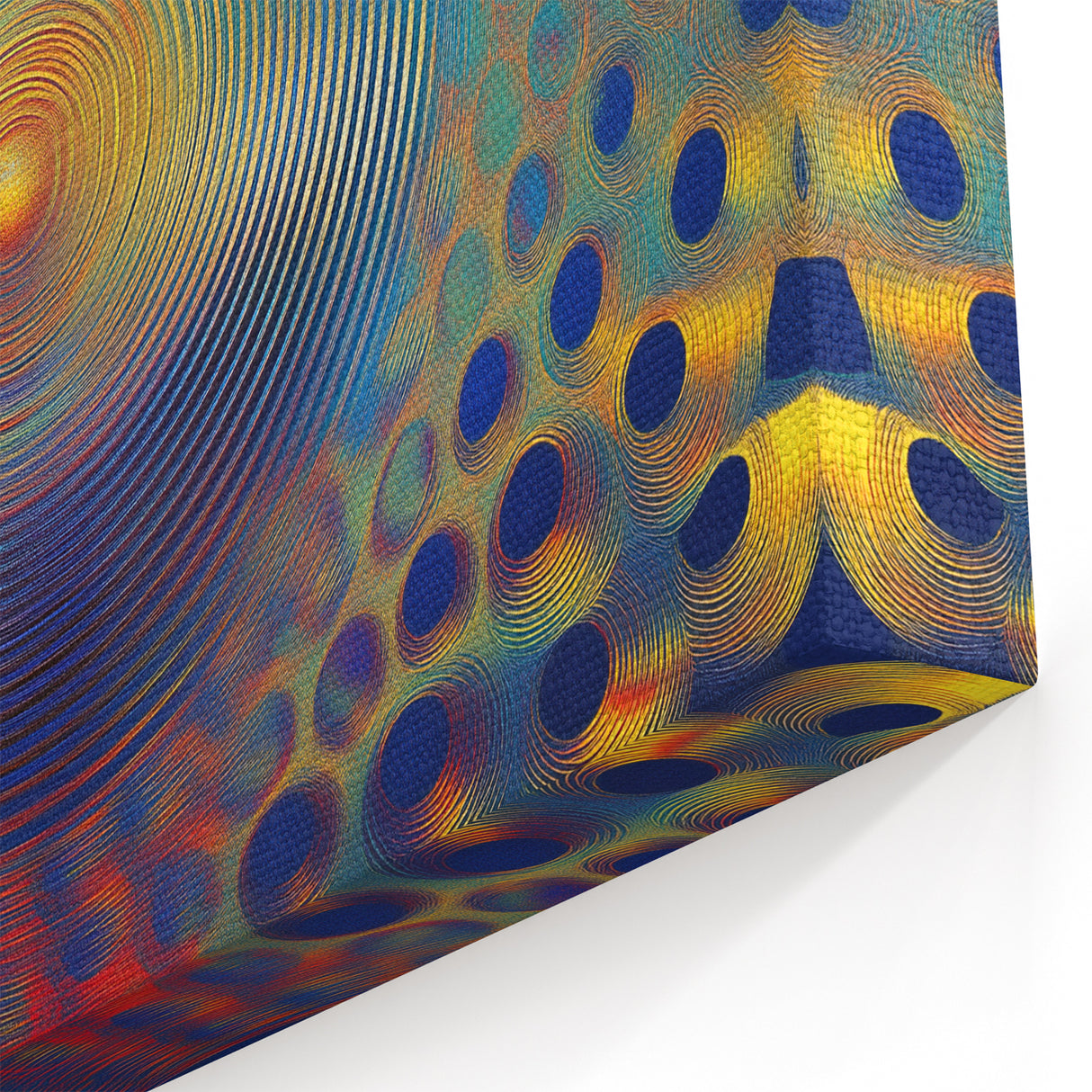 Geometric Abstract Wall Decor – Red, Yellow & Blue Optical Burst