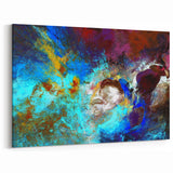 High Contrast Abstract Painting in Blue and Plum – Modern Wall Art