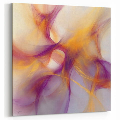Minimalist Abstract Wall Art – Plum and Gold Flow on Soft Lavender