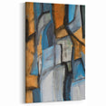 Geometric Abstract Art Prints in Blue and Tan – Modern Oil Painting