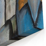 Geometric Abstract Art Prints in Blue and Tan – Modern Oil Painting