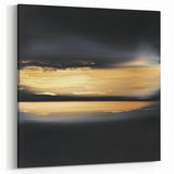 Minimalist Abstract Wall Art – Gold Horizon on Bold Black Canvas