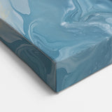 Fluid Abstract Canvas Art – Navy, Gray & Gold Marble-Inspired Flow