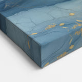 Fluid Abstract Wall Art – Sky Blue, Navy & Gold Marble-Inspired Canvas