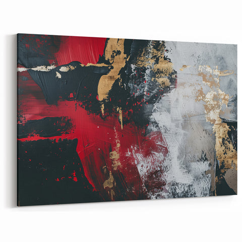 Textured Red and Gold Drama – Bold Abstract Wall Art Print