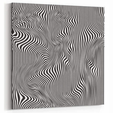 Wavy Monochrome Illusion – Geometric Abstract Art Prints