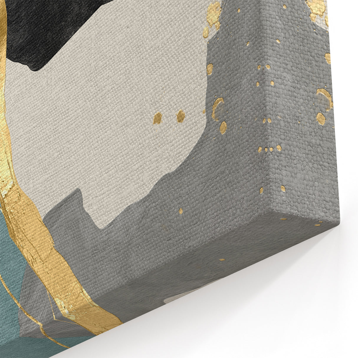 Elegant Gold Divide – Contemporary Abstract Art Piece in Teal & Gray