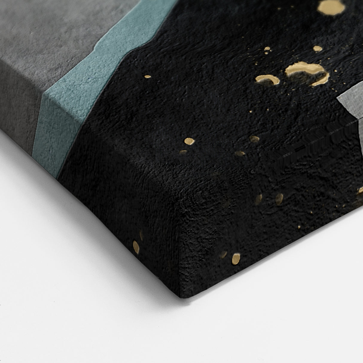 Elegant Gold Divide – Contemporary Abstract Art Piece in Teal & Gray