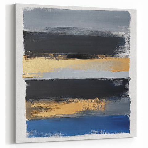 Modern Abstract Wall Art – Bold Stripes in Gold and Blue