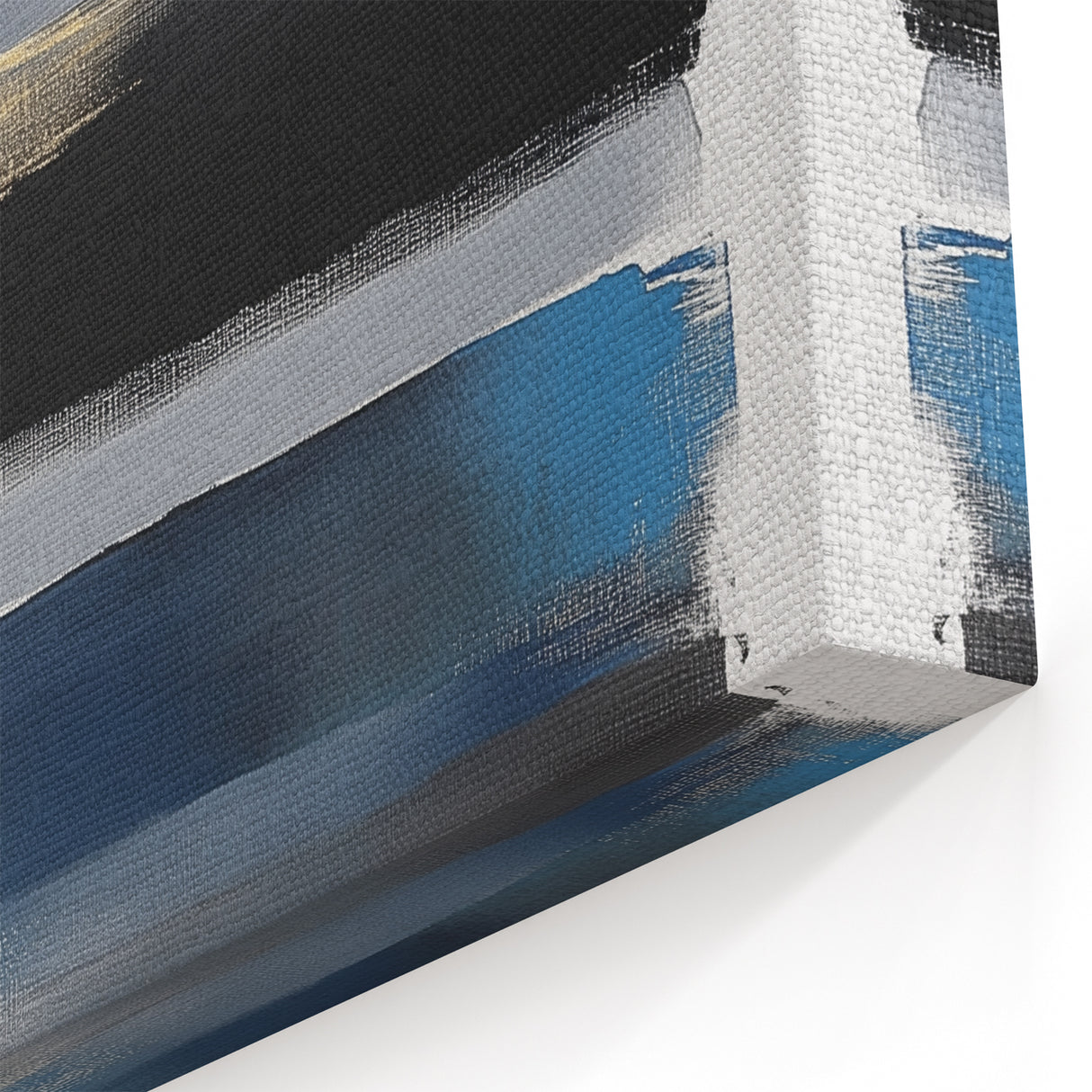 Geometric Abstract Wall Decor – Navy, Black, and Gold Stripes