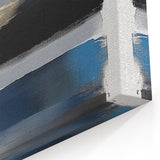 Geometric Abstract Wall Decor – Navy, Black, and Gold Stripes