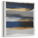 Contemporary Abstract Canvas – Blue, Gold, and Gray Balance