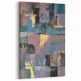 Faded Grid Luxe – Contemporary Abstract Art Piece with Gold Accents